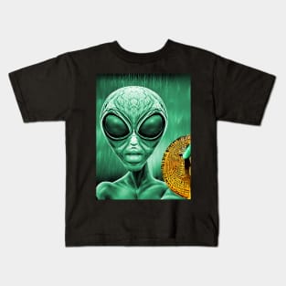 Alien Bitcoin Collectors Mars Invasion Sci-fi Kids T-Shirt